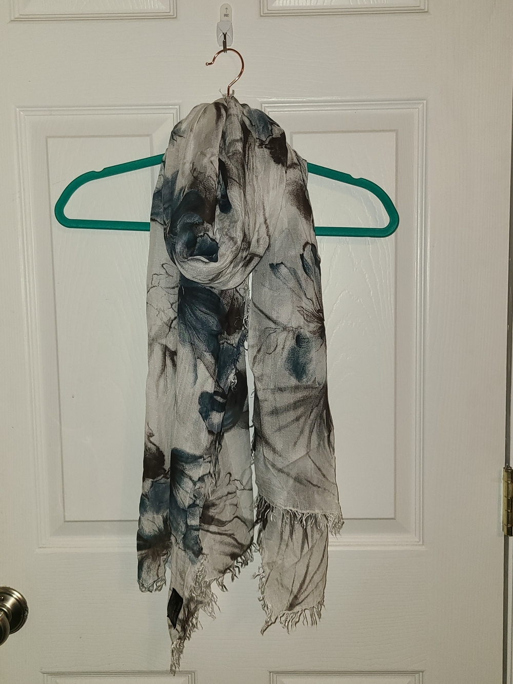 Nardi & Tagliaferri Blue Gray Floral Scarf Wrap, Made in Italy